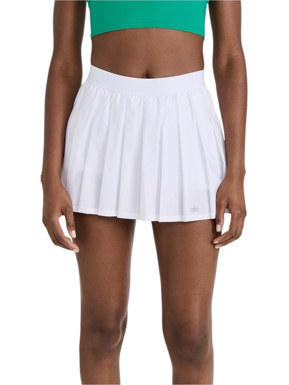 ALO Yoga Varsity Tennis Skirt in White Small